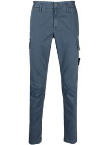 Stone Island pantalon skinny en coton à taille mi-haute - Bleu