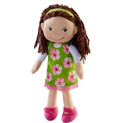 Haba knuffelpop Coco groen/roze 30 cm