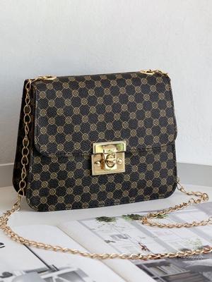 Dames Elegant Geometrisch Afdrukken Metaal Keten Schouder Tas Crossbody Tas