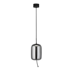 Searchlight Hanglamp Glas Lisbon zwart met smoke cilinderglas 75132-1SM