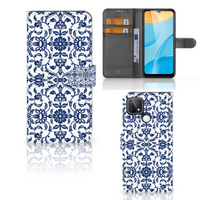 OPPO A15 Hoesje Flower Blue - thumbnail