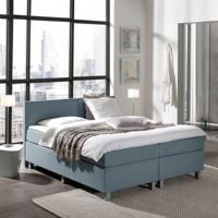 Dekbed Discounter Boxspringset Zion | met Extra Hoge Onderbox | 210 cm lang 180 x 210, Kleur: Blauw, Topper: HR Koudschuim, Montage: Exclusief montage