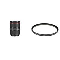 Canon RF 24-105 mm Zoomlens F4L IS II USM voor EOS (77 mm filterdraad, beeldstabilisator), zwart & Hoya HD Gold UV-filter 77mm zwart