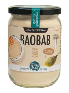 Raw baobab poeder in glas bio