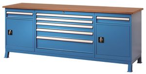 Huvema BLUE-LINE Werkbank BL 7D, 2C, 2200x600x850 - K3642 - K3642