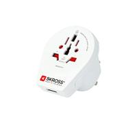 SKROSS 1.500261 World to UK USB Reisadapter met 1 USB 2,AA -aansluiting - Spanning en vermogen 100V - 700W / 250V – 1750W. Bescherming tegen elektrische schokken,wit