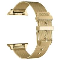 By Qubix - Milanese met gesp bandje - Goud - Compatible met Apple Watch 38mm / 40mm / 41mm / 42mm - Compatible Apple watch bandjes