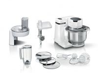 BOSCH MUMS2EW30 Keukenmachine, 700 W, kom 3,8 l, roestvrij staal, 4 standen, wit