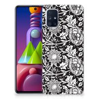 Samsung Galaxy M51 TPU Case Black Flowers - thumbnail