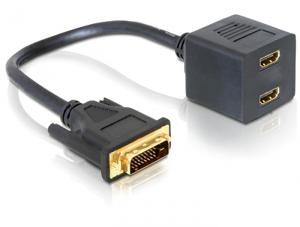 DeLOCK Adapter DVI 25 male > 2x HDMI female 0,2 m DVI-D Zwart