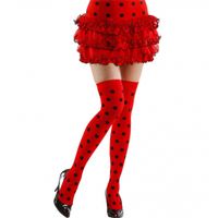 Polkadot kousen rood/zwart   - - thumbnail