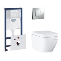 GROHE Rapid SL toiletset met inbouwreservoir, keramieken wandcloset en bedieningsplaat chroom 0720001/0729205/sw227373/ - thumbnail