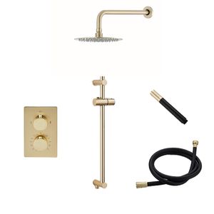 Saniclear Brass Pro inbouw regendouche met 20cm hoofddouche, wandarm en glijstang geborsteld messing