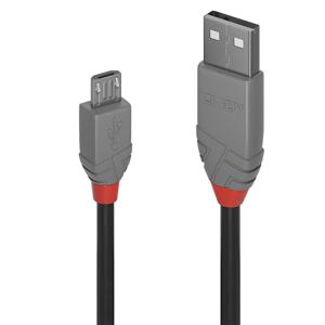 LINDY USB-kabel USB 2.0 USB-A stekker, USB-micro-B stekker 0.20 m Zwart, Grijs 36730