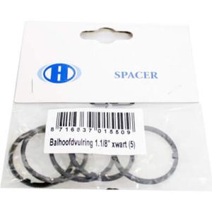 Balhoofdvulring 1-1/8 inch 25.4 mm oversized zwart 5 stuks 6500062