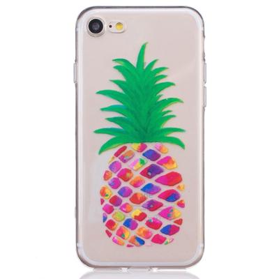 Shop4 - iPhone SE (2020) Hoesje - Zachte Back Case Gekleurde Ananas Transparant