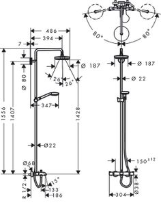 Hansgrohe Croma Select S 180 2jet Showerpipe Voor Bad Chroom-wit