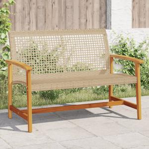 Tuinbank 112 cm poly rattan en acaciahout beige