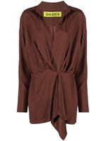 GAUGE81 robe-chemise courte en soie - Marron - thumbnail