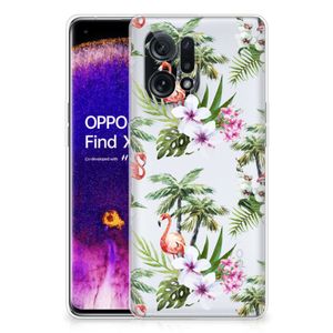 OPPO Find X5 TPU Hoesje Flamingo Palms