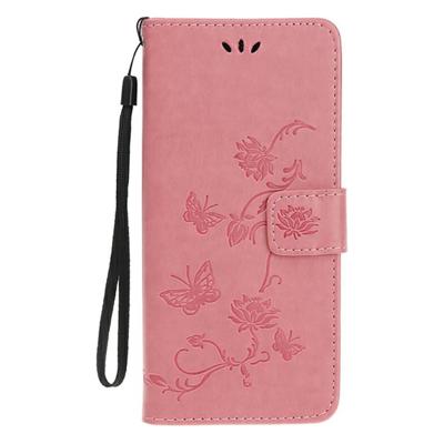 Shop4 - iPhone 12 Pro Hoesje - Wallet Case Vlinder Patroon Roze