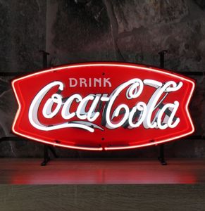 Coca-Cola Fishtail Neon Met Achterplaat 62 x 35 cm