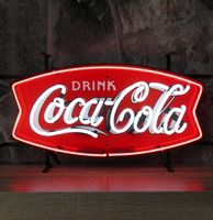 Coca-Cola Fishtail Neon Met Achterplaat 62 x 35 cm - thumbnail