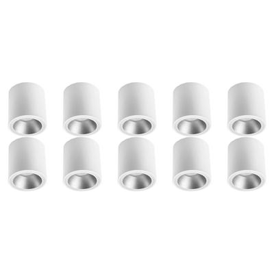 Opbouwspot 10 Pack - Pragmi Cliron Pro - GU10 Fitting - Opbouw Rond - Mat Wit/Zilver - Aluminium - Verdiept - Ø90mm Opbouwspot 10 Pack - Pragmi Cliron Pro - GU10 Fitting - Opbouw Rond - Mat Wit/Zilver - Aluminium - Verdiept - Ø90mm