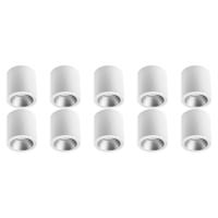 Opbouwspot 10 Pack - Pragmi Cliron Pro - GU10 Fitting - Opbouw Rond - Mat Wit/Zilver - Aluminium - Verdiept - Ø90mm