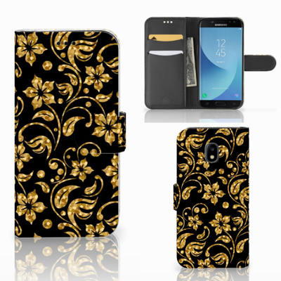 Samsung Galaxy J3 2017 Hoesje Gouden Bloemen