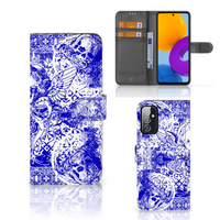 Telefoonhoesje met Naam Samsung Galaxy M52 Angel Skull Blauw