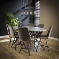 LifestyleFurn Ovale Eettafel Nola 3D-betonlook - 3D betonlook grijs - Ovaal