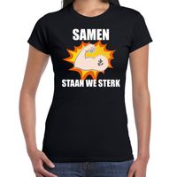 Samen staan we sterk t-shirt coronacrisis zwart voor dames 2XL  - - thumbnail