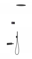 Tres Shower Technology elektronische inbouwthermostaat met regendouche type 38cm, baduitloop en handdouche mat zwart
