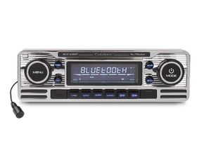 Autoradio met Bluetooth - FM, CD, AUX, SD en USB - 1 DIN - Retro - Radio voor Oldtimer - Zilver (RCD120BT)