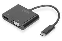 Digitus DA-70858 video kabel adapter 0,11 m USB Type-C HDMI + VGA (D-Sub) Zwart