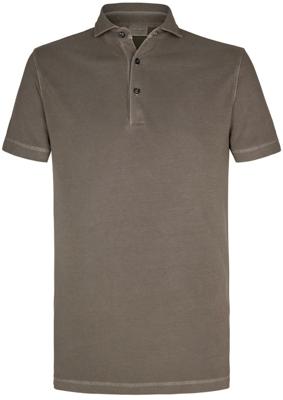 Profuomo Heren Polo Bruin Garment Dyed Slim Fit
