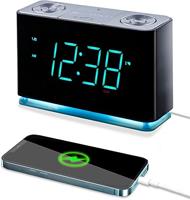 Emerson Smartset Wekkerradio met Bluetooth-luidspreker met USB-poort voor iPhone/iPad/iPod/Android en Tablets, 1,4 inch cyaan LED-display en nachtlampje, ER100301