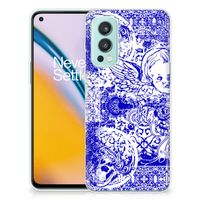 Silicone Back Case OnePlus Nord 2 5G Angel Skull Blauw - thumbnail