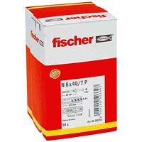 fischer 50339 slagpluggen N 6x40/7 P met kraag, de slagplug met grote kraag voor een simpele en snelle bevestiging, 50 stuks