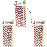 Drinkrietjes buigbaar - papier - set 150x - multicolor kleuren - 20 cm - verjaardag/feestje