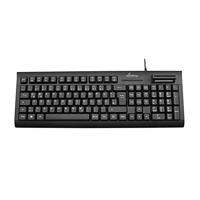 MediaRange bedraad toetsenbord met chipkaarten terminal, Duitse QWERTZ lay-out, PC toetsenbord met Plug & Play USB 2.0 poort, spatwaterdicht & in hoogte verstelbaar, kleur zwart