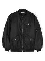 Dolce & Gabbana Kids veste bomber à plaque logo - Noir