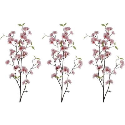 3x Roze Sakura/kersenbloesem Kunsttakken Kunstplanten 112 Cm - Kunstplanten/kunsttakken - Kunstbloemen Boeketten