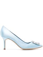 Manolo Blahnik Hangisi 70mm crystal satin pumps - Bleu - thumbnail