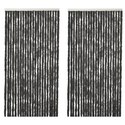Vliegengordijn kattenstaart - 2x - zwart - 90 x 220 cm - deurgordijn - hor - tegen insecten