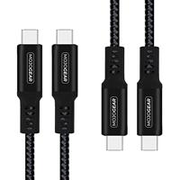 2x MOJOGEAR USB-C naar USB-C kabel 100 Watt - USB 3.1 Extra Sterk - Snellader compatibel met Smartphones/Telefoons/iPhone 15, iPhone 16 / iPad Pro - 1,5 meter - Zwart [DUOPACK]