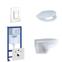 Adema Classico toiletset bestaande uit inbouwreservoir, toiletpot, toiletzitting en bedieningsplaat wit 0720003/0729205/4345100/0261520/