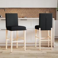 Barstoelen 2 st massief rubberhout en stof - thumbnail