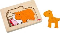 Haba vormenpuzzel Boerderijdieren junior hout 5 stukjes